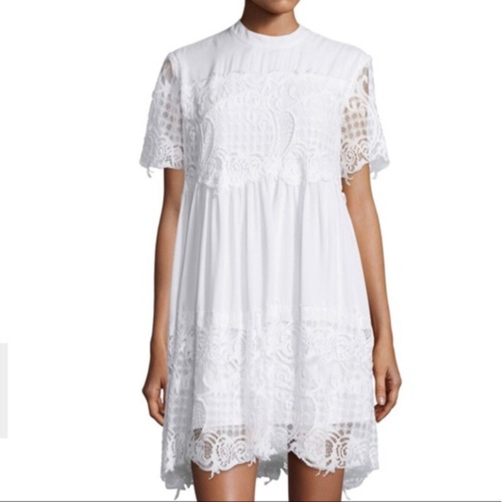 White lace lined dress